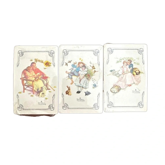 Lot of 3 Vintage Norman Rockwell Playing Cards.  Sealed Never Opened - Picture 1 of 2